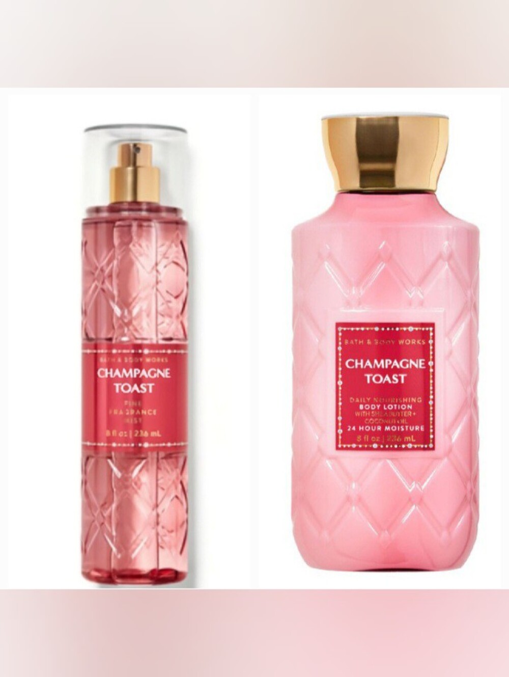 BBW Champagne Toast Pink and Gold Body Fragrance & Lotion Set